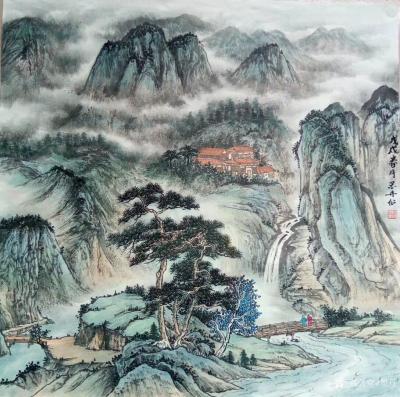 墨丹日记-墨丹国画作品，四尺斗方山水。【图1】