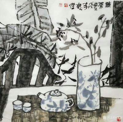 魏杰日记-国画《清茶》四幅，一杯茶品平凡人生，平常心看大千世界。欢迎品评【图1】
