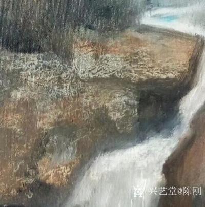 陈刚日记-国画山水《峡谷溪流》，九华天池写生作品。局部图，接近写实，越是放大越有感觉。
【图2】