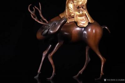 东方古玩城堡收藏-清代 铜鎏金寿仙翁摆件，寿星，他的坐骑是白唇鹿，仙翁是古代神话传说中的老寿星，又【图3】