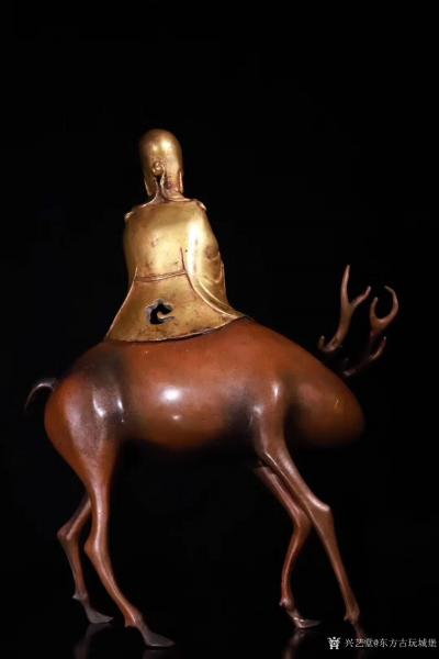 东方古玩城堡收藏-清代 铜鎏金寿仙翁摆件，寿星，他的坐骑是白唇鹿，仙翁是古代神话传说中的老寿星，又【图6】