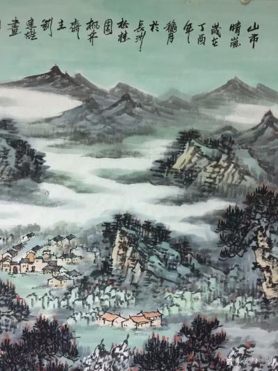 刘应雄日记-这是2017年10月根据朋友的愿望，为之创作了一幅8尺山水大画《山市晴岚》；此作【图8】
