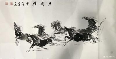 邵西安日记-新作于南京。国画奔马系列作品：《唐韵雄风》，《马到成功》，《马是江南月》，《辉煌【图1】