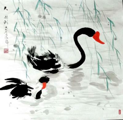 李牧日记-国画写意动物画鹅系列：《私语》，《天鹅湖》
  有梦想就有行动力！万一。。。癞【图3】