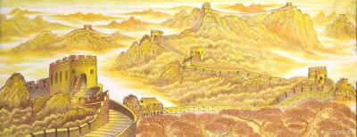 刘慧敏日记-金色长龙，蜿蜒盘旋于中华大地，金色象征权力，富贵，收获，国画《长城雄风》，气势恢【图1】