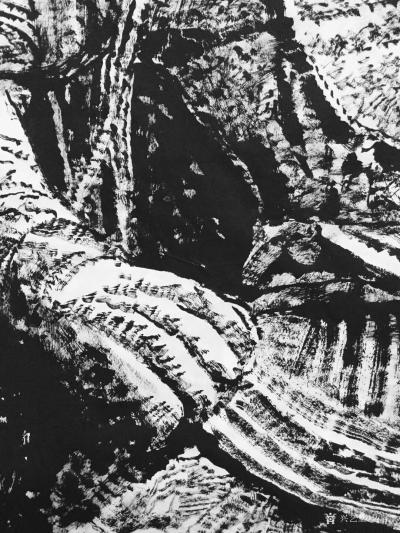 马培童日记-25，突破焦墨画的“无人之境”龙门、云岗石窟 写生。
焦墨画对象往往以山水为主【图5】