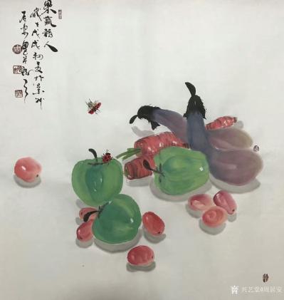 周居安日记-今年水果大丰收，特别是荔枝，展示国画水果系列《人间佳果荔枝满园图》，《吉利图》，【图5】
