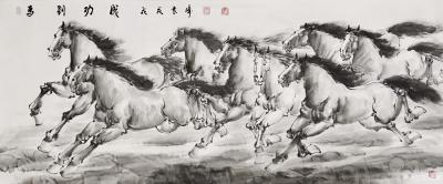 袁峰日记-国画写意马作品欣赏……
《马到成功》，《奋进》，《王者风范》【图2】