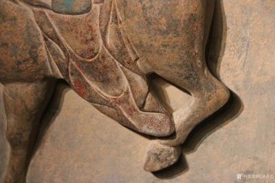 明清古艺收藏-石板 - 马 32cm 36cm 8cm  青石雕刻，石马肌肉强健，腹部圆实，腾【图3】