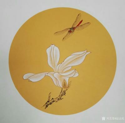 赵志民日记-工笔画小动物《蜻蜓飞上玉搔头》尺寸（33.33厘米），新作尚未落款，请欣赏品评【图1】