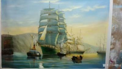 潘伟迎日记-客户订制的油画作品，四幅航海帆船，喜欢的可以洽谈订制【图2】