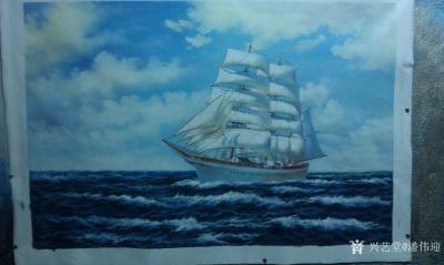 潘伟迎日记-客户订制的油画作品，四幅航海帆船，喜欢的可以洽谈订制【图4】