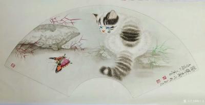 柳士才日记-小萌猫一组，《猫蝶图》，《野趣图》，请欣赏【图4】