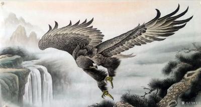 王丁日记-《大展鸿图》，国画动物画系列～老鹰，新作两幅，需要私聊我【图1】