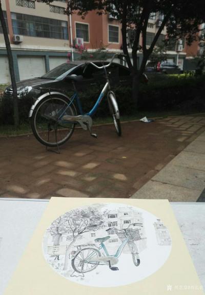 刘长亮日记-国画写生小品《自行车》50＊50cm.其实生活对我们的回馈，也是来源于自己的付出【图2】