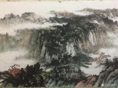 刘传军日记-国画山水画新作《云山雾海》第一遍设色。装裱后高1.20米长3.10米。第一幅整体【图2】