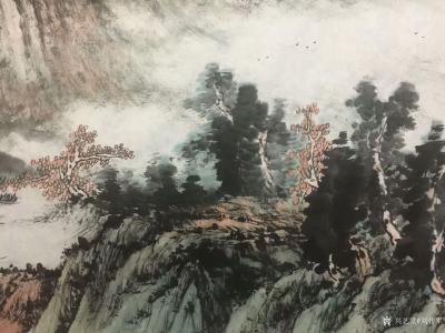 刘传军日记-国画山水画新作《云山雾海》第一遍设色。装裱后高1.20米长3.10米。第一幅整体【图3】
