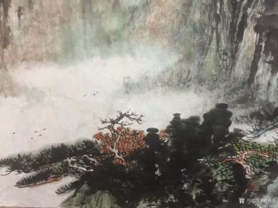刘传军日记-国画山水画新作《云山雾海》第一遍设色。装裱后高1.20米长3.10米。第一幅整体【图4】