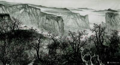 于立江日记-《溪山春早》国画山水画，尺寸280cm x 80cm。【图2】