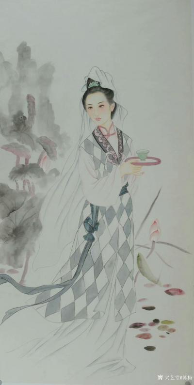 韩梅日记-古典工笔美女画欣赏，尺寸68*138cm。【图4】