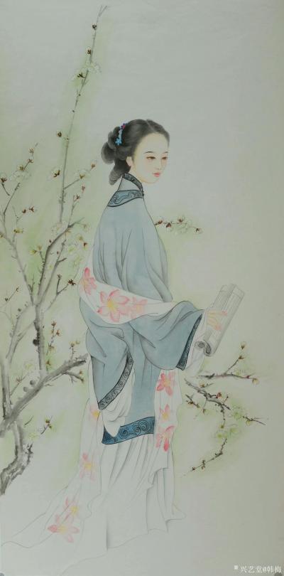 韩梅日记-古典工笔美女画欣赏，尺寸68*138cm。【图6】