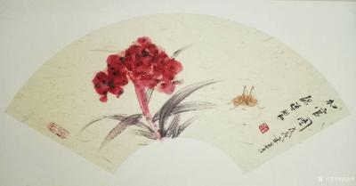 张清永日记-螳螂捕蝉，黄雀在后。试试画小动物，扇面《加官图》，请指正【图4】