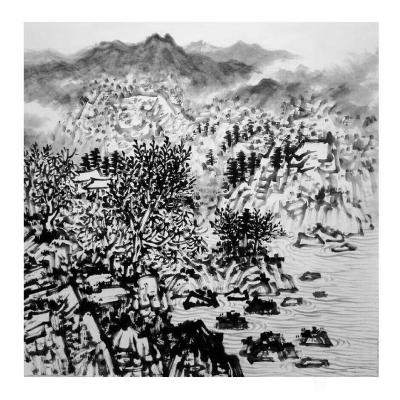 杨振华日记-新作《青山聚秀》三幅，绘制过程分享，国画山水画，尺寸60*60cm【图6】