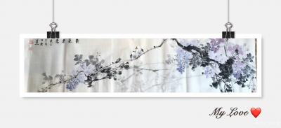 汪琼日记-《一塘和气》，《春意浓》，《紫气东来》我的国画花鸟作品，尺寸136*34cm,分【图3】