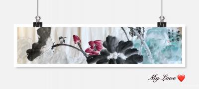 汪琼日记-《一塘和气》，《春意浓》，《紫气东来》我的国画花鸟作品，尺寸136*34cm,分【图4】