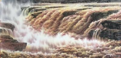 袁峰日记-黄河之水天上来 奔流到海不复回……国画山水画《黄河》系列作品欣赏。【图1】
