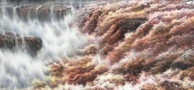 袁峰日记-黄河之水天上来 奔流到海不复回……国画山水画《黄河》系列作品欣赏。【图2】