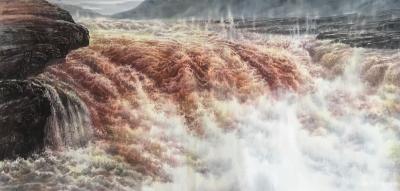 袁峰日记-黄河之水天上来 奔流到海不复回……国画山水画《黄河》系列作品欣赏。【图3】