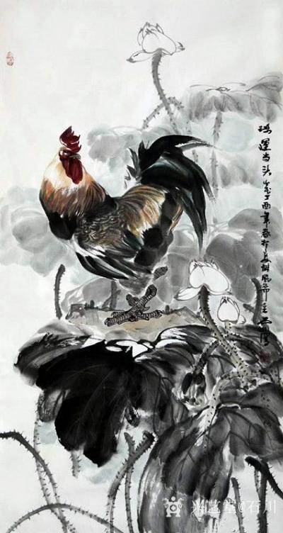 石川日记-国画动物画系列之鸡《鸿运当头》，《一品清莲》，《竹报平安》，《吉祥如意》，《大吉【图3】