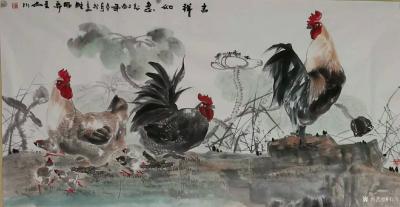 石川日记-国画动物画系列之鸡《鸿运当头》，《一品清莲》，《竹报平安》，《吉祥如意》，《大吉【图5】