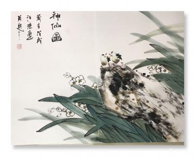 汪琼生活-在黄山卫康作画掠影……创作了《神仙图》，国画花鸟画，尺寸50*60cm，《富贵吉【图5】