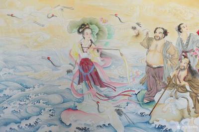 韩梅日记-新作工笔人物画《八仙过海》，尺寸98x180cm，请欣赏，手工绘制，欢迎订制【图4】