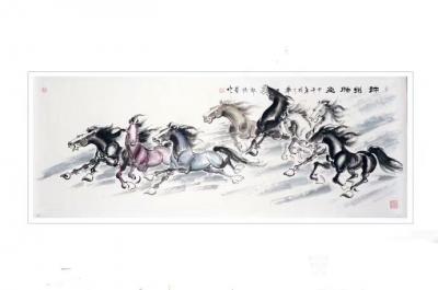 郭浩艺收藏-国画动物画马系列作品《神州腾飞》，被潮汕的藏董事长收藏[微笑]【图1】