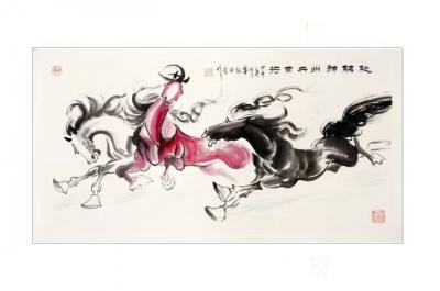 郭浩艺收藏-国画动物画马系列作品《驰骋神州共同行》，《昂首驰骋千万里》，作于甲午年，被深圳的【图1】