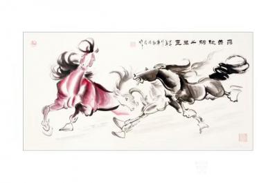 郭浩艺收藏-国画动物画马系列作品《驰骋神州共同行》，《昂首驰骋千万里》，作于甲午年，被深圳的【图2】