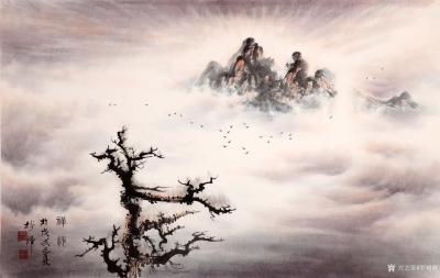 罗树辉日记-国画《禅妙》--佛光普照，妙相生成。 “看山是山； 看山不是山;  看山还是山。【图1】