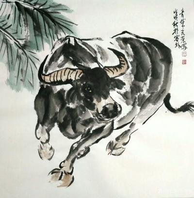 石梦松日记-石梦松原创国画十二生肖图《子鼠》，《丑牛》，《寅虎》，《卯兔》，《辰龙》，《巳蛇【图2】