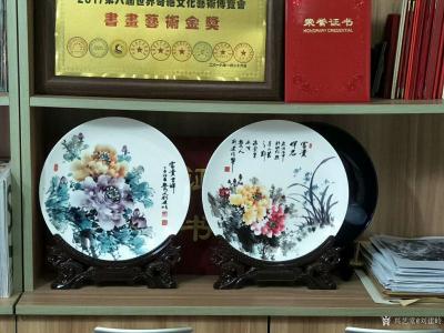 刘建岭日记-在景德镇烧制的国画牡丹画瓷盘，我的牡丹作品《富贵吉祥》、《富贵伴侣》瓷盘成品已经【图2】
