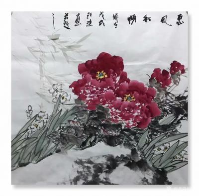 汪琼日记-国画牡丹系列作品《惠风和畅》《吉祥如意》《富贵吉祥》，尺寸四尺斗方68x68cm【图1】