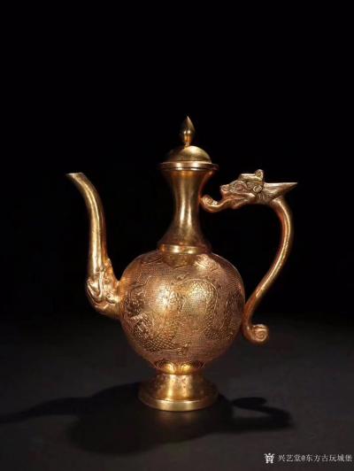 东方古玩城堡收藏-收藏品：唐代风格铜鎏金酒具一套，回流文玩。尺寸：酒壶高18cm 直径14.8cm【图5】