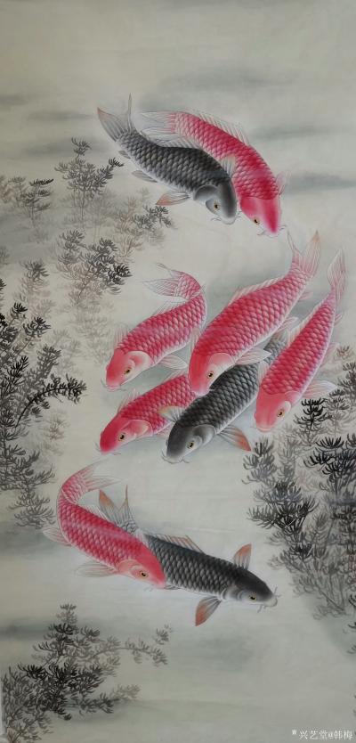 韩梅日记-九鱼图是具有吉祥如意寓意，自古“九”就有长久之意。“鱼”则为万事如意。九条可爱的【图1】