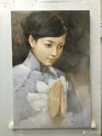 周海波日记-油画女性人物画«祈愿»，看似简单的的一幅风俗画创作.都搞了几天！还是很不够火候，【图1】