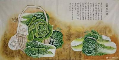 刘永红日记-国画工笔画《百财聚来图》2幅，古时文人雅士将白菜誉为“清白”后，又以白菜之谐音将【图2】