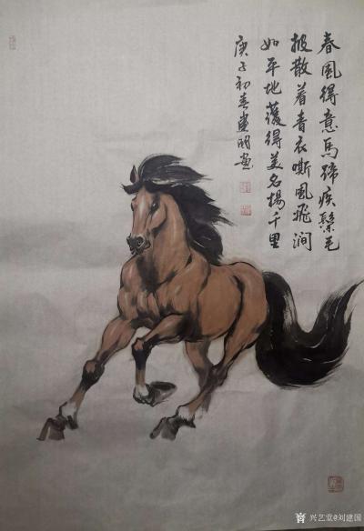 刘建国日记-在这段异常清净的日子里，画一些单马练习，提升一下造型能力和笔墨关系。
庚子年初【图1】