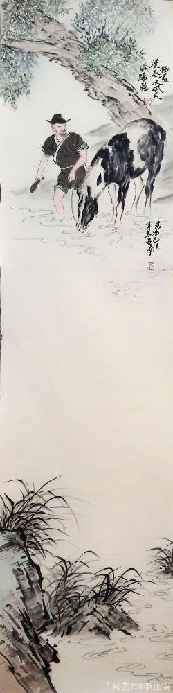 李亚南日记-李亚南书画工作室作品
浴马图  尺寸140cmx35cmx4【图5】