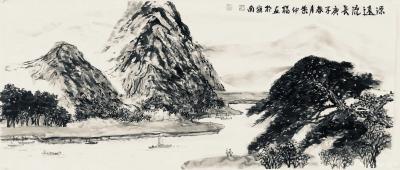 叶仲桥日记-庚子年第一张国画山水画【源远流长】完成，作品规格200x70cm，是为一家公司订【图2】
